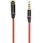 Prodlužovací audio kabel - 3,5 mm jack female na 3,5 mm jack male - 1,2 m - červený