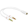 Audio redukce - 2x 3,5 mm jack pro mikrofon a sluchátka na 3,5 mm jack - bílá