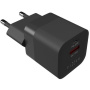 FIXED Mini nabíjecí adaptér s porty USB-C / USB-A - 20W - černý