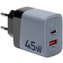 Tactical Microgrid GaN nabíjecí adaptér s porty USB-C / USB-A - 45W - šedý