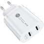 Rychlonabíjecí adaptér s porty 2x USB-C - 40W - bílý