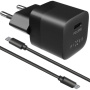 FIXED Mini sada adaptéru s portem USB-C a kabelu USB-C na USB-C - 20W - 1 m - černá