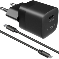 FIXED Mini sada adaptéru s portem USB-C a kabelu USB-C na USB-C - 30W - 1 m - černá