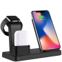 Q12 3v1 bezdrátový stojánek pro iPhone / Apple Watch s Lightning konektorem pro AirPods - 10W - černý