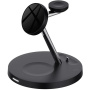 WS41 3v1 magnetický bezdrátový stojánek se světlem pro iPhone / Apple Watch / AirPods a Lightning konektorem - 15W - černý