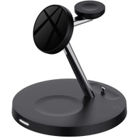 WS41 3v1 magnetický bezdrátový stojánek se světlem pro iPhone / Apple Watch / AirPods a Lightning konektorem - 15W - černý