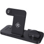 5v1 skládací bezdrátový stojánek pro iPhone / Apple Watch s USB-C a 2x Lightning konektorem pro AirPods - 15W - černý