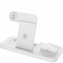 5v1 skládací bezdrátový stojánek pro iPhone / Apple Watch s USB-C a 2x Lightning konektorem pro AirPods - 15W - bílý