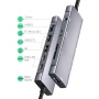 YME68 9v1 hub - slot na SD / TF kartu / HDMI / 3,5 mm jack / 2x USB-C / 3x USB-A na USB-C pro MacBook - šedý