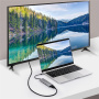 YME68 9v1 hub - slot na SD / TF kartu / HDMI / 3,5 mm jack / 2x USB-C / 3x USB-A na USB-C pro MacBook - šedý