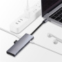YME68 9v1 hub - slot na SD / TF kartu / HDMI / 3,5 mm jack / 2x USB-C / 3x USB-A na USB-C pro MacBook - šedý