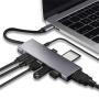 YME68 9v1 hub - slot na SD / TF kartu / HDMI / 3,5 mm jack / 2x USB-C / 3x USB-A na USB-C pro MacBook - šedý