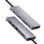 YME68 9v1 hub - slot na SD / TF kartu / HDMI / 3,5 mm jack / 2x USB-C / 3x USB-A na USB-C pro MacBook - šedý