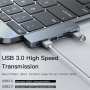 Yesido HB10 6v1 hub - slot na SD / TF kartu / USB-C / 3x USB-A na 2x USB-C pro MacBook - šedý