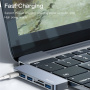 Yesido HB10 6v1 hub - slot na SD / TF kartu / USB-C / 3x USB-A na 2x USB-C pro MacBook - šedý