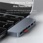 Yesido HB10 6v1 hub - slot na SD / TF kartu / USB-C / 3x USB-A na 2x USB-C pro MacBook - šedý