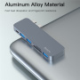 Yesido HB10 6v1 hub - slot na SD / TF kartu / USB-C / 3x USB-A na 2x USB-C pro MacBook - šedý