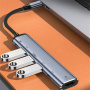 6v1 hub - HDMI / 2x USB-C / 3x USB-A na USB-C - tmavě šedý