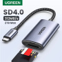 UGREEN 2v1 redukce se čtečkou karet - slot na SD / TF kartu na USB-C - tmavě šedá