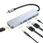 ENKAY 5v1 hub - HDMI / 3,5 mm jack / USB-C / 2x USB-A na USB-C - šedý