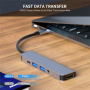 ENKAY 5v1 hub - HDMI / 3,5 mm jack / USB-C / 2x USB-A na USB-C - šedý