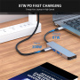 ENKAY 5v1 hub - HDMI / 3,5 mm jack / USB-C / 2x USB-A na USB-C - šedý