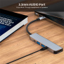 ENKAY 5v1 hub - HDMI / 3,5 mm jack / USB-C / 2x USB-A na USB-C - šedý