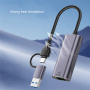 T30B 2v1 ethernet redukce - RJ45 na USB-C / USB-A - šedá