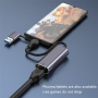 T30B 2v1 ethernet redukce - RJ45 na USB-C / USB-A - šedá
