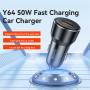 Yesido Y64 autonabíječka s porty USB-C / USB-A - 50W - černá