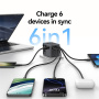 USAMS CC310 univerzální cestovní adaptér s porty 3x USB-C / 2x USB-A a výsuvnými zástrčkami - 70W - černý
