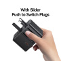 USAMS CC310 univerzální cestovní adaptér s porty 3x USB-C / 2x USB-A a výsuvnými zástrčkami - 70W - černý