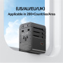 USAMS CC310 univerzální cestovní adaptér s porty 3x USB-C / 2x USB-A a výsuvnými zástrčkami - 70W - černý