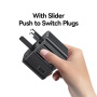USAMS CC308 univerzální cestovní adaptér s porty 2x USB-C / USB-A a výsuvnými zástrčkami - 17W - černý