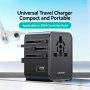 USAMS CC308 univerzální cestovní adaptér s porty 2x USB-C / USB-A a výsuvnými zástrčkami - 17W - černý