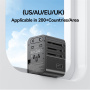 USAMS CC308 univerzální cestovní adaptér s porty 2x USB-C / USB-A a výsuvnými zástrčkami - 17W - černý