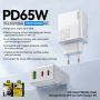 WEKOME WP-U66 GaN rychlonabíjecí adaptér s porty 2x USB-C / USB-A - 65W - bílý