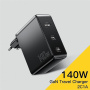 ESSAGER PST-140C2A GaN rychlonabíjecí adaptér s porty 2x USB-C / USB-A - 140W - černý