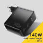 ESSAGER PST-140C2A GaN rychlonabíjecí adaptér s porty 2x USB-C / USB-A - 140W - černý