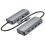 11v1 hub - slot na SD / TF kartu / RJ45 / HDMI / VGA / 3,5 mm jack / USB-C / 4x USB-A na USB-C pro MacBook - šedý