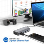 11v1 hub - slot na SD / TF kartu / RJ45 / HDMI / VGA / 3,5 mm jack / USB-C / 4x USB-A na USB-C pro MacBook - šedý