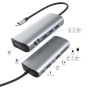 11v1 hub - slot na SD / TF kartu / RJ45 / HDMI / VGA / 3,5 mm jack / USB-C / 4x USB-A na USB-C pro MacBook - šedý