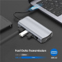 11v1 hub - slot na SD / TF kartu / RJ45 / HDMI / VGA / 3,5 mm jack / USB-C / 4x USB-A na USB-C pro MacBook - šedý