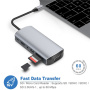 11v1 hub - slot na SD / TF kartu / RJ45 / HDMI / VGA / 3,5 mm jack / USB-C / 4x USB-A na USB-C pro MacBook - šedý