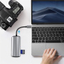 11v1 hub - slot na SD / TF kartu / RJ45 / HDMI / VGA / 3,5 mm jack / USB-C / 4x USB-A na USB-C pro MacBook - šedý