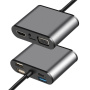 FX-1815B 8v1 hub - slot na TF kartu / HDMI / VGA / 3,5 mm jack / USB-C / 3x USB-A na USB-C pro MacBook - šedý