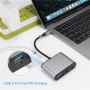 FX-1815B 8v1 hub - slot na TF kartu / HDMI / VGA / 3,5 mm jack / USB-C / 3x USB-A na USB-C pro MacBook - šedý
