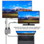 FX-1815B 8v1 hub - slot na TF kartu / HDMI / VGA / 3,5 mm jack / USB-C / 3x USB-A na USB-C pro MacBook - šedý