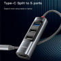 Yesido HB22 5v1 hub - HDMI / USB-C / 3x USB-A na USB-C - šedý