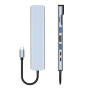 BYL-2017L 8v1 hub - slot na SD / TF kartu / RJ45 / HDMI / 2x USB-C / 2x USB-A na USB-C - šedý